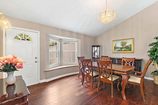 1531 Cumberland Pkwy, Algonquin, IL 60102 - dining room featuring a chandelier, lofted ceiling, and dark wood finished floors