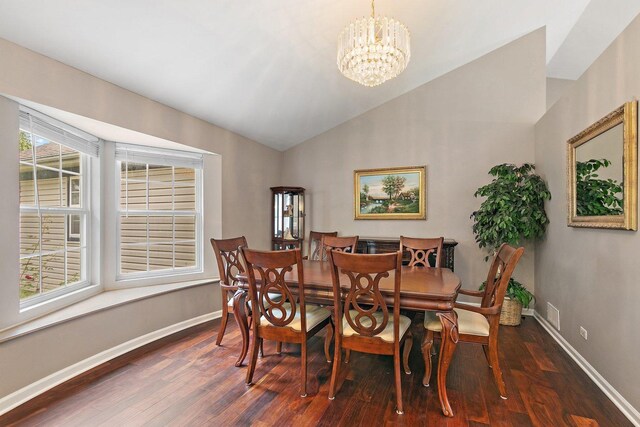 1531 Cumberland Pkwy, Algonquin, IL 60102 - dining area featuring a chandelier, vaulted ceiling, and wood finished floors