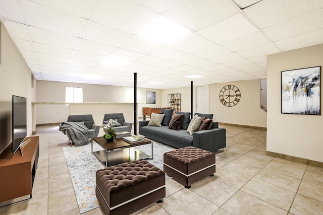 441 Wheeler Dr, Lemont, IL 60439 - living area with a drop ceiling and light tile patterned floors