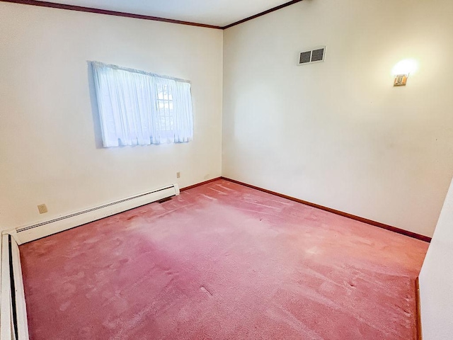 202 E 8th St, Gridley, IL 61744 - unfurnished room featuring carpet floors, ornamental molding, and a baseboard radiator