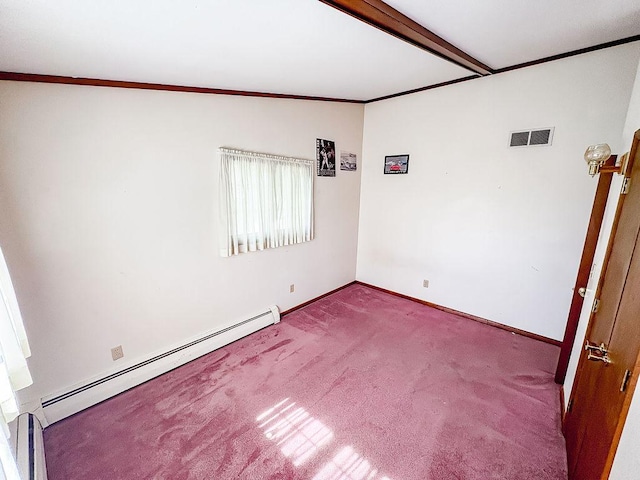 202 E 8th St, Gridley, IL 61744 - carpeted empty room with a baseboard radiator and ornamental molding