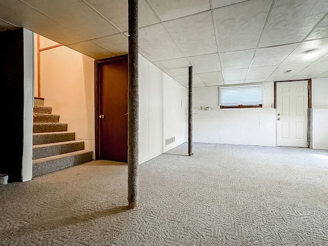 202 E 8th St, Gridley, IL 61744 - below grade area with carpet floors and stairs