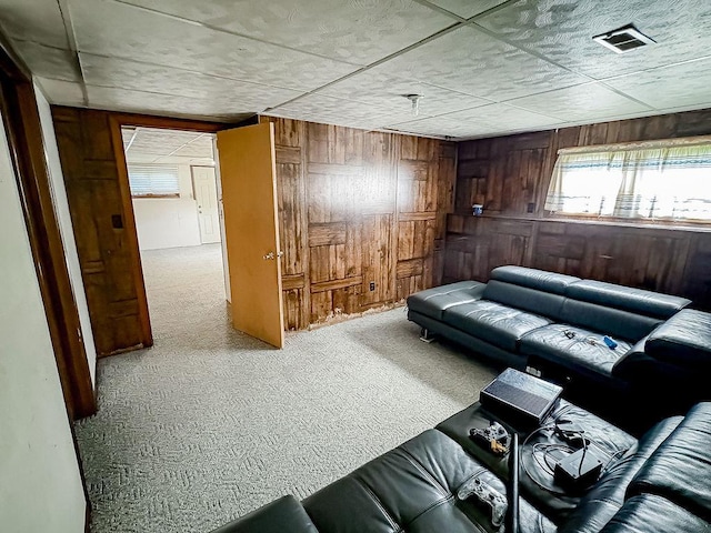 202 E 8th St, Gridley, IL 61744 - carpeted living area with wooden walls
