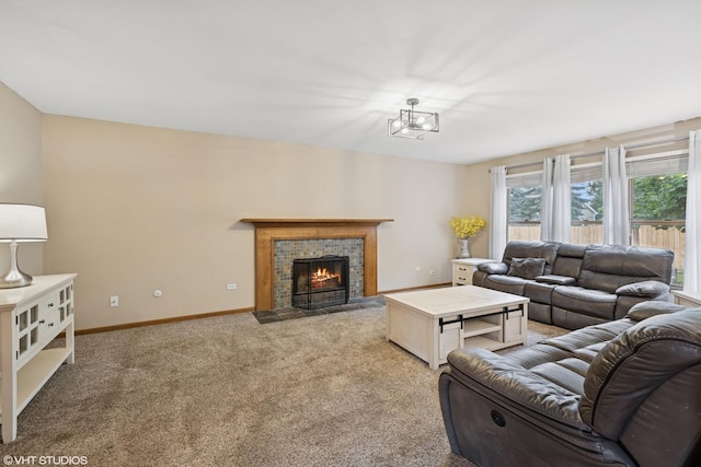 1177 Dovercliff Way, Crystal Lake, IL 60014 - living room featuring light carpet and a tiled fireplace