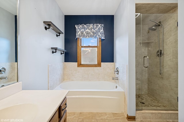 1177 Dovercliff Way, Crystal Lake, IL 60014 - full bath with vanity, a garden tub, a stall shower, and tile patterned floors