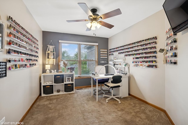 1177 Dovercliff Way, Crystal Lake, IL 60014 - carpeted office space with a ceiling fan and baseboards