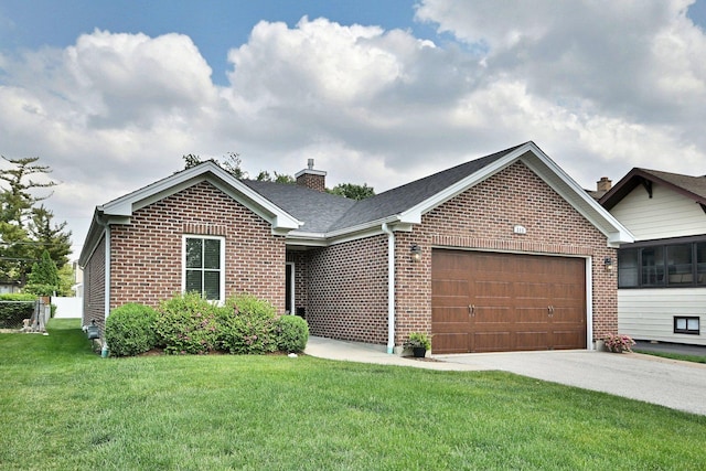 315 N Ridgeland Ave, Elmhurst, IL 60126 - single story home with brick siding, a chimney, a garage, and concrete driveway