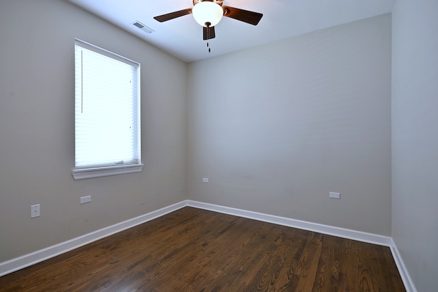 315 N Ridgeland Ave, Elmhurst, IL 60126 - empty room with ceiling fan and dark wood-type flooring