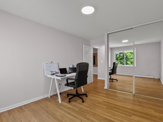 940 E Old Willow Rd Unit 305, Prospect Heights, IL 60070 - office area with baseboard heating and light wood-style flooring