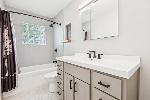 105 E Vermont St, Villa Park, IL 60181 - bathroom with vanity, shower / bath combo, and tile patterned floors