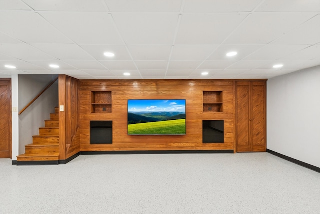 105 E Vermont St, Villa Park, IL 60181 - unfurnished living room with recessed lighting, stairs, and a paneled ceiling