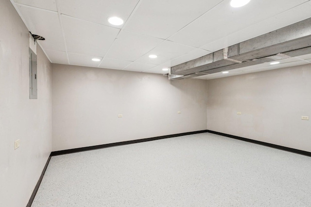 105 E Vermont St, Villa Park, IL 60181 - finished basement featuring a drop ceiling, electric panel, and recessed lighting