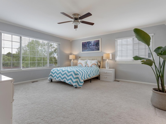 9312 Bristol Ln, Huntley, IL 60142 - carpeted bedroom with ornamental molding and ceiling fan