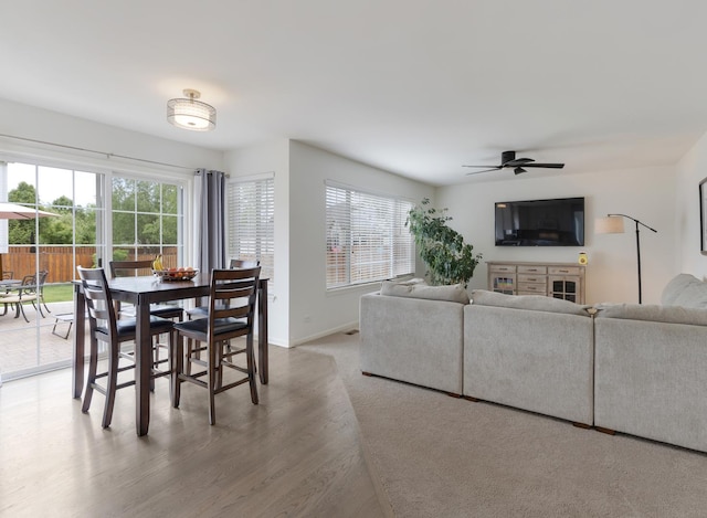 9312 Bristol Ln, Huntley, IL 60142 - dining room with ceiling fan and light wood-style flooring