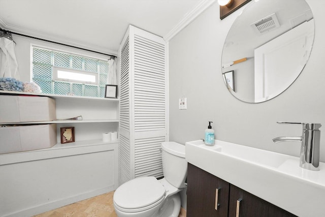 56 W Granville Ave, Roselle, IL 60172 - bathroom with crown molding, vanity, and a closet