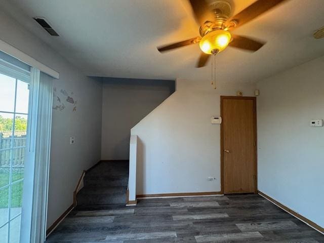 923 E Savannah Dr, Romeoville, IL 60446 - stairs with wood finished floors and ceiling fan