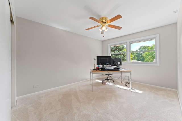 6S184 Lakewood Dr, Naperville, IL 60540 - carpeted office space featuring a ceiling fan and baseboards