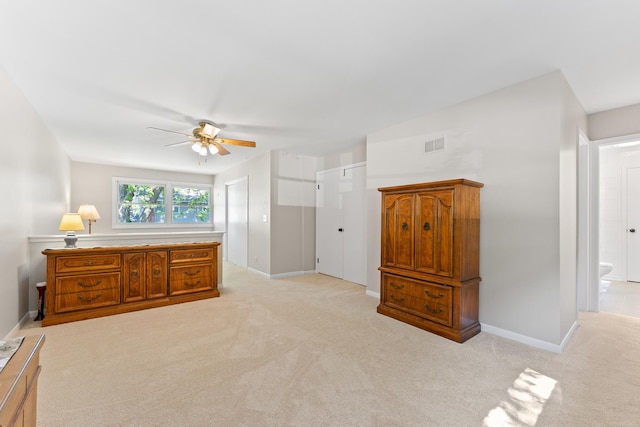 6S184 Lakewood Dr, Naperville, IL 60540 - bedroom featuring light carpet, ensuite bathroom, and a ceiling fan