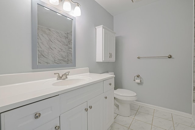 2354 S St Unit E, Elgin, IL 60123 - full bathroom featuring marble look tiles, vanity, and a shower