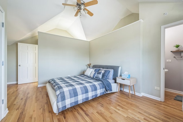 641 S Maple Ave Unit I, Oak Park, IL 60304 - bedroom featuring wood finished floors, vaulted ceiling, and a ceiling fan