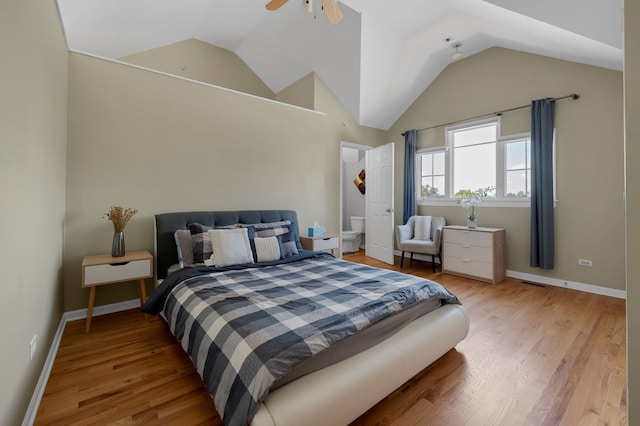 641 S Maple Ave Unit I, Oak Park, IL 60304 - bedroom featuring wood finished floors, ceiling fan, and high vaulted ceiling