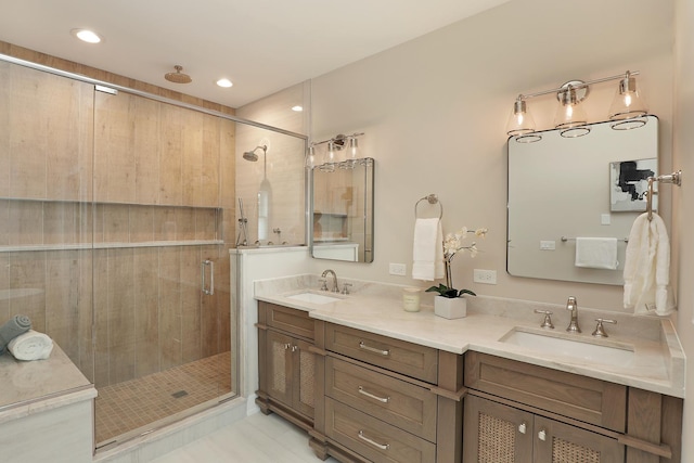1947 Summerton Pl, Northbrook, IL 60062 - full bath with a shower stall, double vanity, and recessed lighting