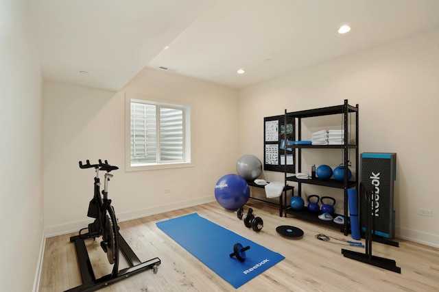 1947 Summerton Pl, Northbrook, IL 60062 - workout room with wood finished floors and recessed lighting