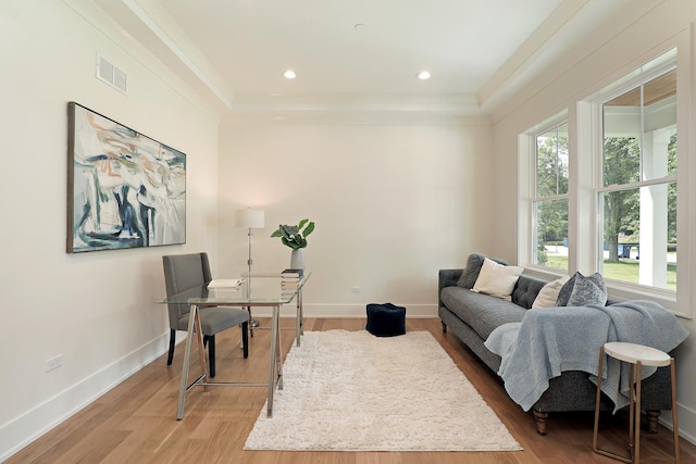 1947 Summerton Pl, Northbrook, IL 60062 - office with light wood-type flooring, crown molding, and recessed lighting