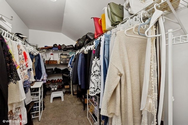 36917 N Deer Trail Dr, Lake Villa, IL 60046 - walk in closet featuring vaulted ceiling and carpet flooring