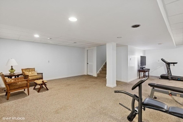 36917 N Deer Trail Dr, Lake Villa, IL 60046 - exercise room featuring carpet floors and recessed lighting