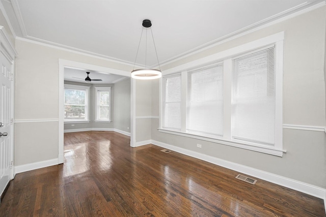7548 S Harvard Ave, Chicago, IL 60620 - unfurnished dining area with crown molding, wood finished floors, and a ceiling fan