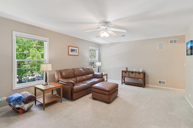 305 Buckingham Dr, Algonquin, IL 60102 - carpeted living room featuring ceiling fan and healthy amount of natural light