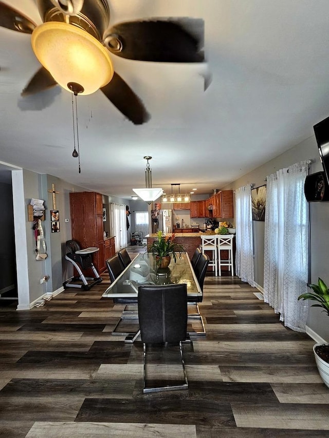 121 N Governor St, Sycamore, IL 60178 - dining room featuring dark wood-type flooring and a ceiling fan