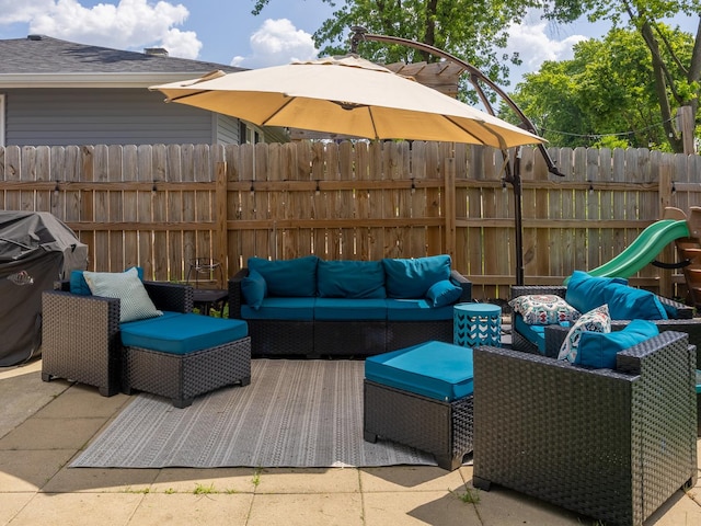 655 Charing Cross Rd, Elk Grove Village, IL 60007 - view of patio with an outdoor hangout area and a playground