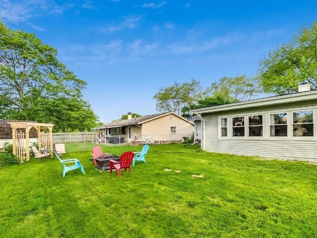 655 Charing Cross Rd, Elk Grove Village, IL 60007 - view of yard featuring an outdoor fire pit