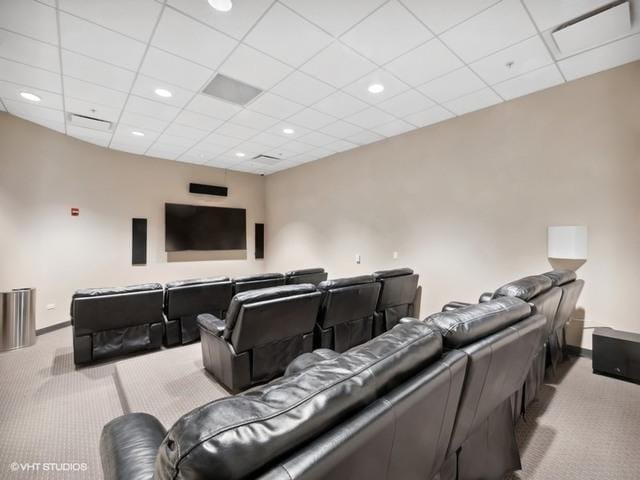 240 E Illinois St Unit 1002, Chicago, IL 60611 - carpeted home theater with a drop ceiling and recessed lighting