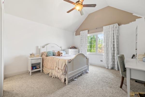 13119 Kinsale Ct, Lemont, IL 60439 - bedroom featuring lofted ceiling, carpet flooring, a desk, and a ceiling fan