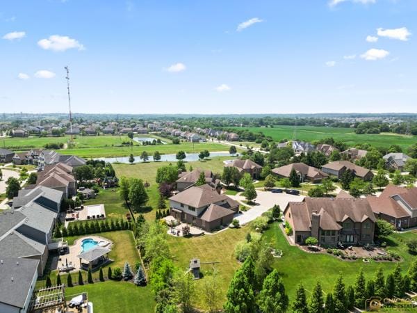 13119 Kinsale Ct, Lemont, IL 60439 - aerial view of residential area with a nearby body of water and a pool
