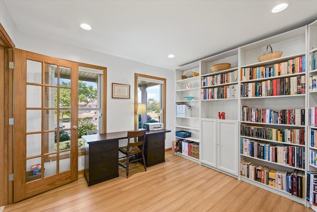 3220 Weeping Cherry Dr, Champaign, IL 61822 - office featuring light wood-style flooring and recessed lighting