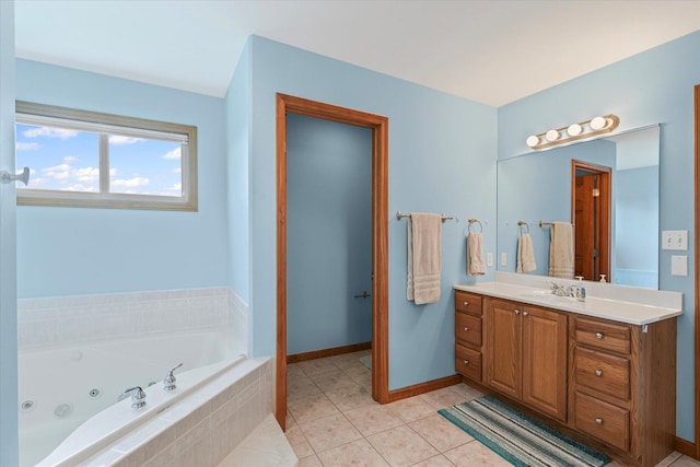 3220 Weeping Cherry Dr, Champaign, IL 61822 - full bathroom with a tub with jets, vanity, and tile patterned floors