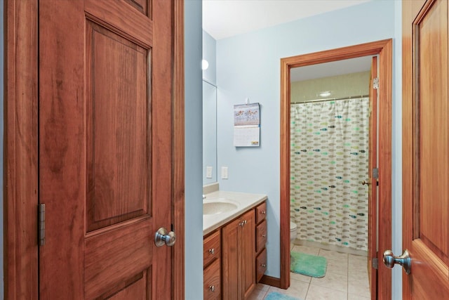 3220 Weeping Cherry Dr, Champaign, IL 61822 - bathroom featuring vanity, tile patterned flooring, and curtained shower