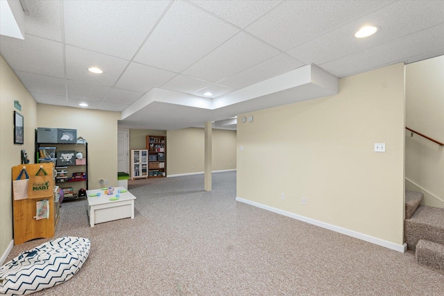 3220 Weeping Cherry Dr, Champaign, IL 61822 - playroom featuring carpet floors, recessed lighting, and a paneled ceiling