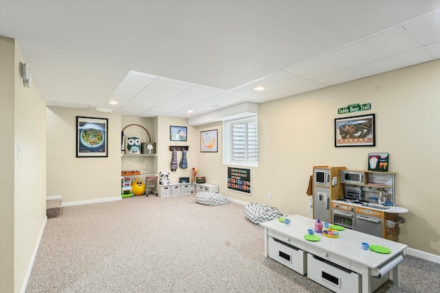 3220 Weeping Cherry Dr, Champaign, IL 61822 - rec room with carpet floors, recessed lighting, and a paneled ceiling