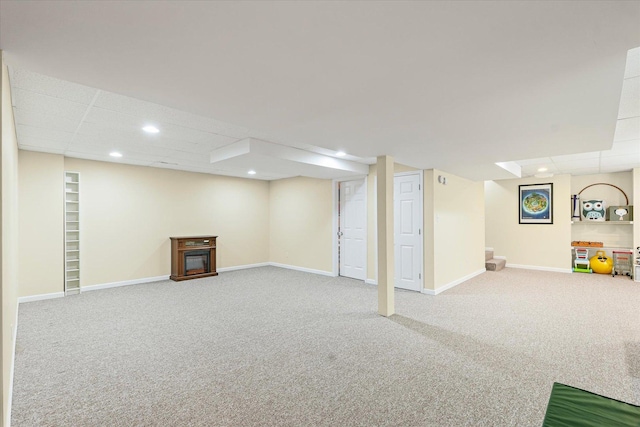 3220 Weeping Cherry Dr, Champaign, IL 61822 - finished basement featuring carpet flooring, stairs, and recessed lighting