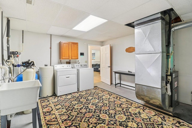 2642 N 3739th Rd, Sheridan, IL 60551 - washroom with cabinet space, independent washer and dryer, and heating unit