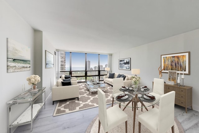 1636 N Wells St Unit 3007, Chicago, IL 60614 - dining room with floor to ceiling windows, wood finished floors, and a city view