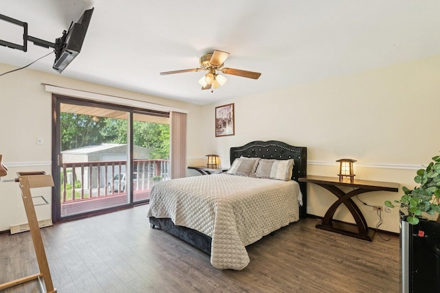 13115 Maple Rd, Mokena, IL 60448 - bedroom featuring access to exterior, wood finished floors, and a ceiling fan