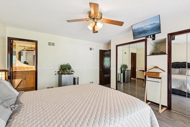 13115 Maple Rd, Mokena, IL 60448 - bedroom with two closets, wood finished floors, and ceiling fan