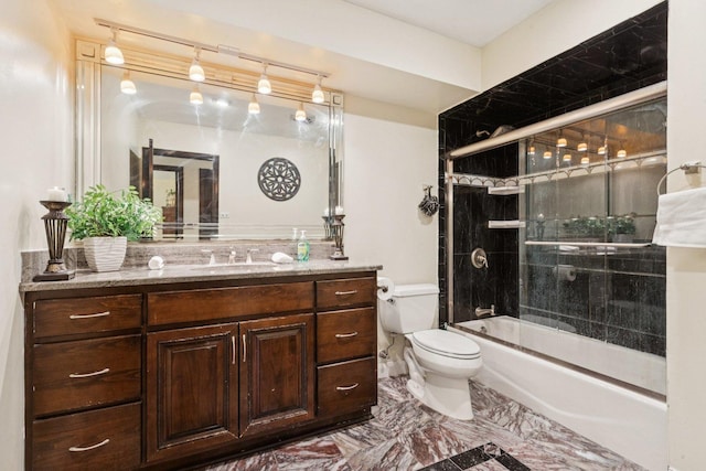 13115 Maple Rd, Mokena, IL 60448 - full bathroom with vanity, shower / bath combination with glass door, and marble finish flooring