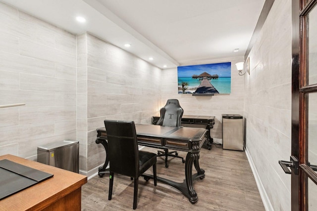 13115 Maple Rd, Mokena, IL 60448 - office space featuring tile walls, wood finished floors, and recessed lighting